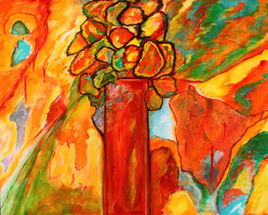 Teri Levine's painting Orange Flowers